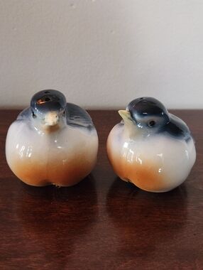 1960s Lego Bone China Bluebird Salt and Pepper Shakers